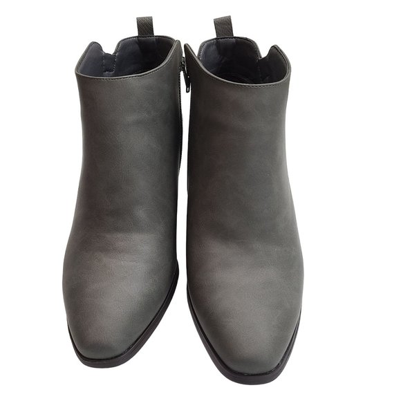 Gray Ankle Boots with Zipper Detail - Picture 4 of 8